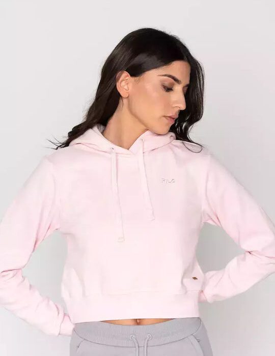 Fila Cropped Deppy Hoodie Γυναικείο Φούτερ Κουκούλα APJC0025-Pink