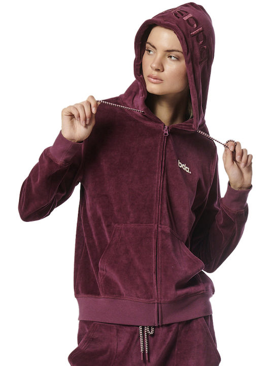 fixedratio_20231003101656_body_action_gynaikeia_zaketa_fouter_veloute_me_koukoula_mov_071319_01 Body Action Velour Hoodie Jacket Γυναικεία Ζακέτα Βελουτέ με Κουκούλα 071319-13 - Image 1