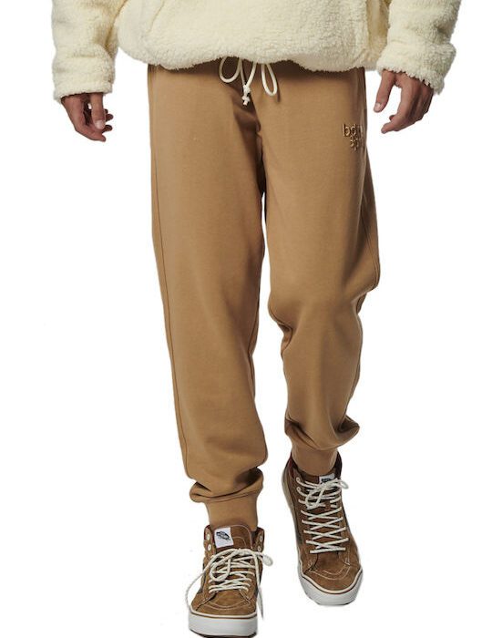 Body Action Sportswear Fleece Joggers Ανδρικό Παντελόνι Φόρμας 023334-01-Brown