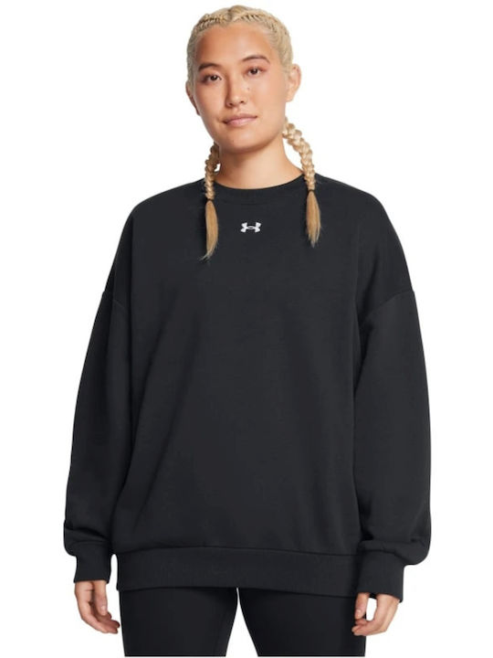 fixedratio_20240805144954_under_armour_makry_gynaikeio_fouter_mayro_leyko_1386463_001 Under Armour Rival Fleece OS Crew Γυναικείο Φούτερ Λαιμόκοψο 1376463-001 - Image 1