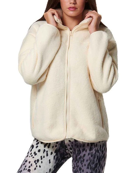 Body Action Zip Up Sherpa-Fleece Jacket Γυναικεία Ζακέτα Sherpa 071426-05-Cotton Ecru