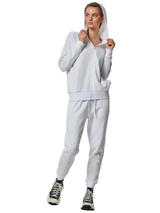 Body Action Fleece Skinny Joggers Γυναικείο Παντελόνι Φόρμας 021334-02-White - Image 2