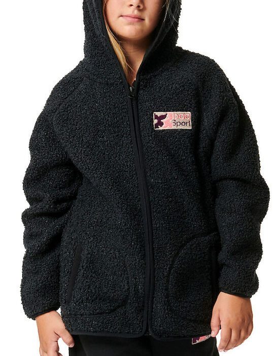 Body Action Fluffy Fleece Jacket Παιδική Ζακέτα Κορίτσι Σέρπα 072404-01-Black