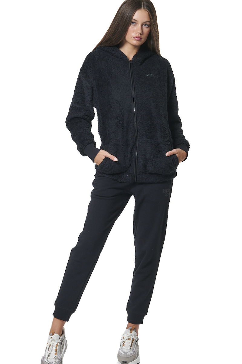 body_action_panteloni_gynaikeias_formas_me_lasticho_mayro_021440_01. Body Action Slim Fit Joggers Γυναικείο Παντελόνι Φόρμας 021440-01-Black - Image 1