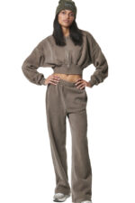 Body Action Faded Effect High Waist Joggers Γυναικείο Παντελόνι Φόρμας 021441-05E-Vintage Mokka