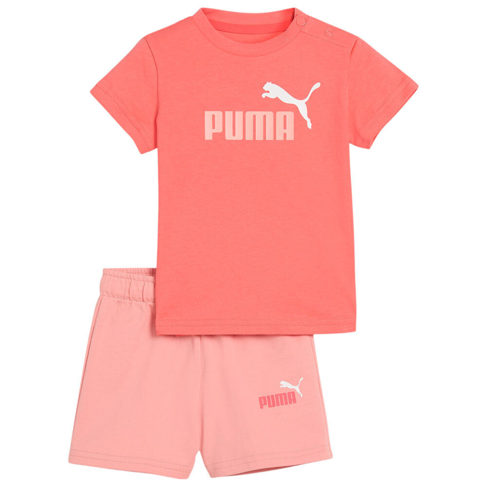 puma_paidiko_set_me_sorts_kalokairino_2tmch_roz_686285_24. Puma Minicats ESS Tee and Shorts Infant Βρεφικό Σετ Κορίτσι 686285-24 - Image 1