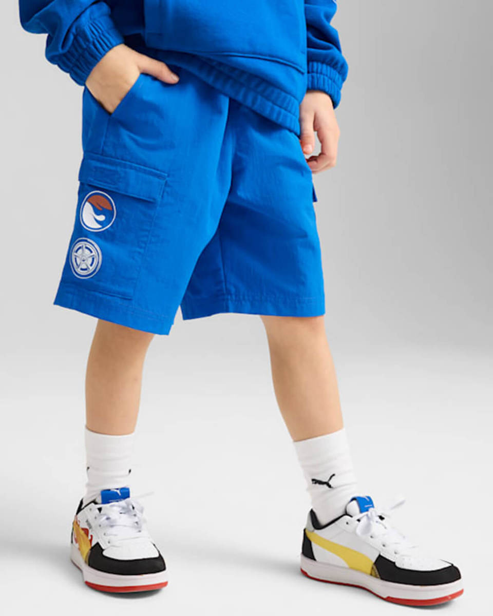 puma_paidiko_sorts_vermouda_yfasmatino_blue_630076_58. Puma X Hot Wheels Relaxed Shorts Παιδικό Σορτς Αγόρι 630076-58 - Image 1