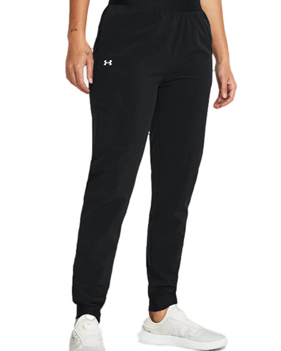under_armour_rival_panteloni_formas_me_lasticho_mayro_1382727_001. Under Armour Rival Hi-Rise Woven Pants Γυναικείο Παντελόνι Φόρμας 1382727-001 - Image 1