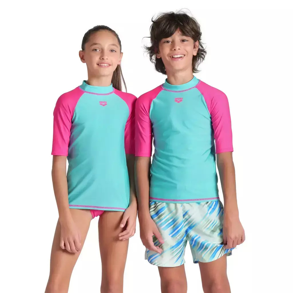 arena_jr_arena_paidiko_magio_antiiliaki_uv_mplouza_galazia_006295_809. Arena Rash Vest S/S Swim Suit Παιδική Unisex Μπλούζα 006295-809 - Image 1