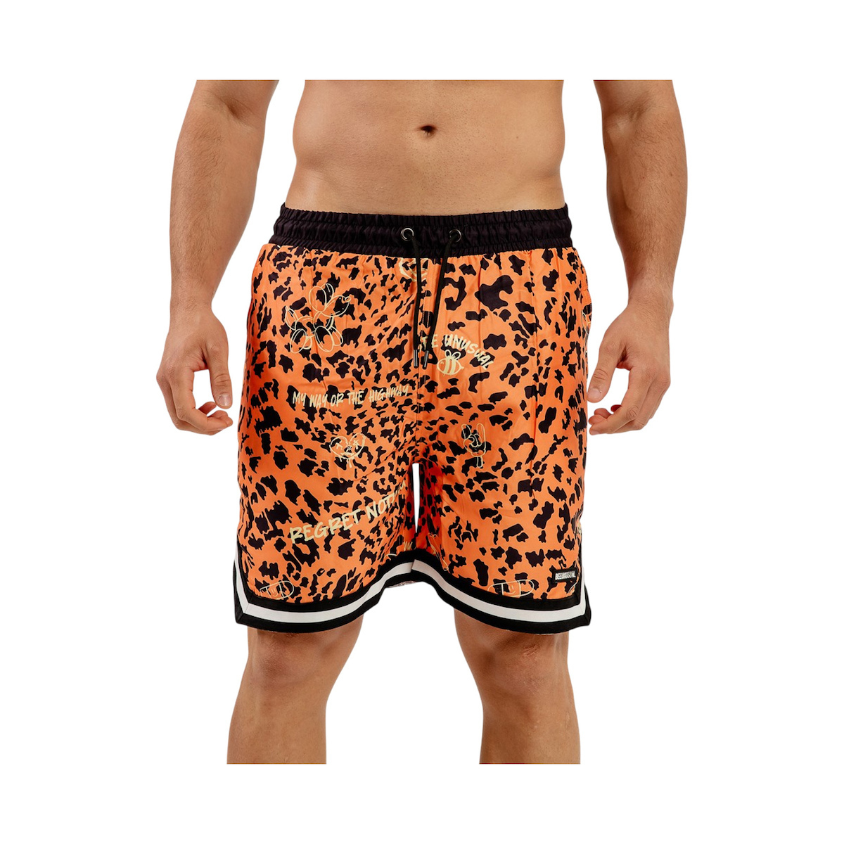 bee_unusual_andriko_magio_sorts_portokali_mayro_bb_256000. Bee Unusual "Regret Nothing" Board Short Ανδρικό Μαγιό BB-256000 - Image 1