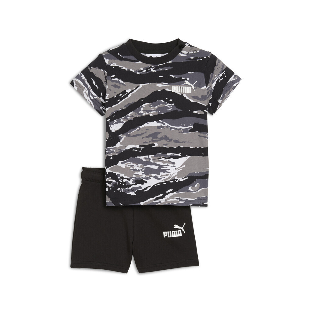 puma_paidiko_set_me_sorts_kalokairino_2tmch_mayro_686287_01. Puma ESS Camo Tee and Shorts Set Βρεφικό Σετ Αγόρι 686287-01 - Image 1