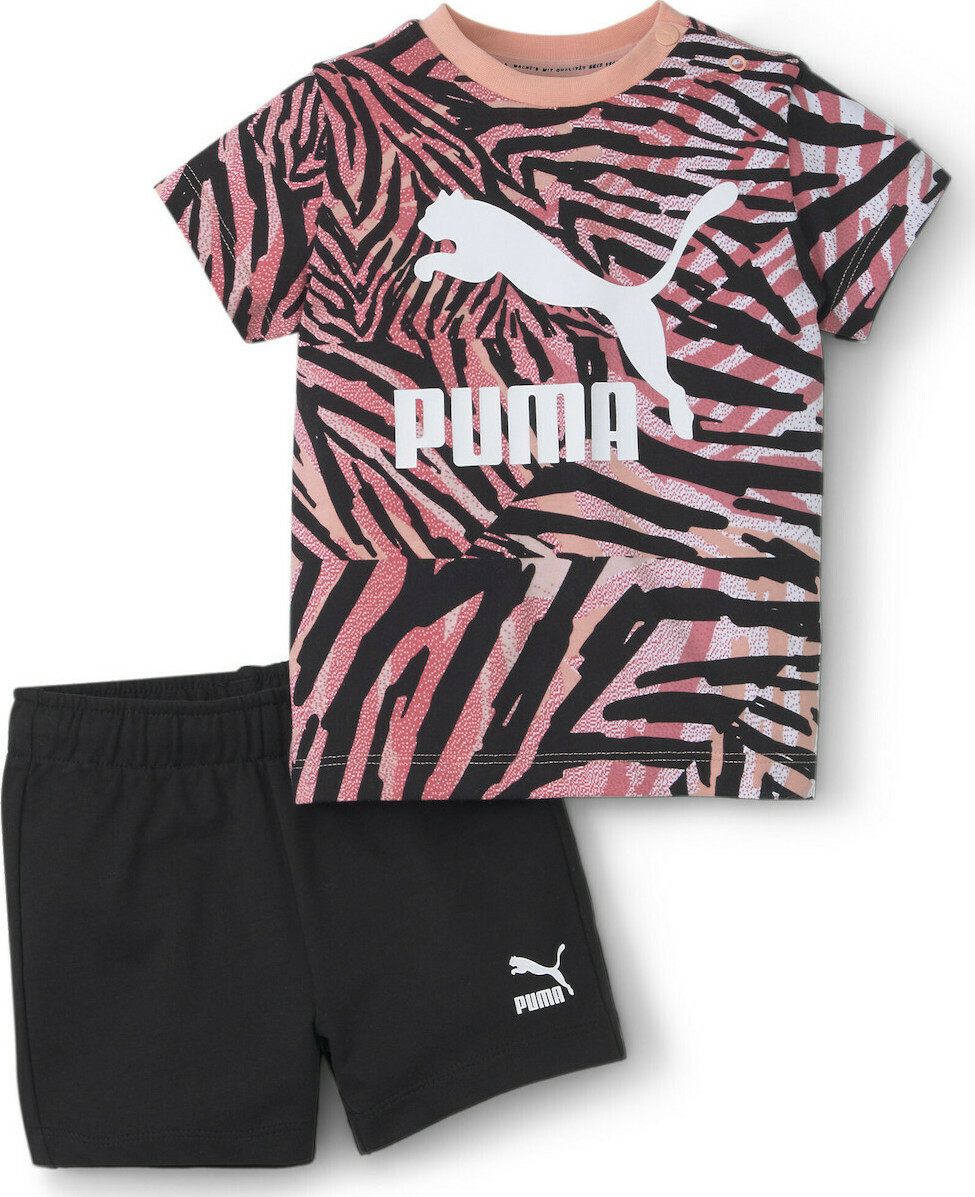 puma_paidiko_set_me_sorts_kalokairino_gia_koritsi_2tmch_fouxia_530043_26. Puma Minicats Classics Set Παιδικό Σετ Κοντομάνικο Κορίτσι 530043-26 - Image 1