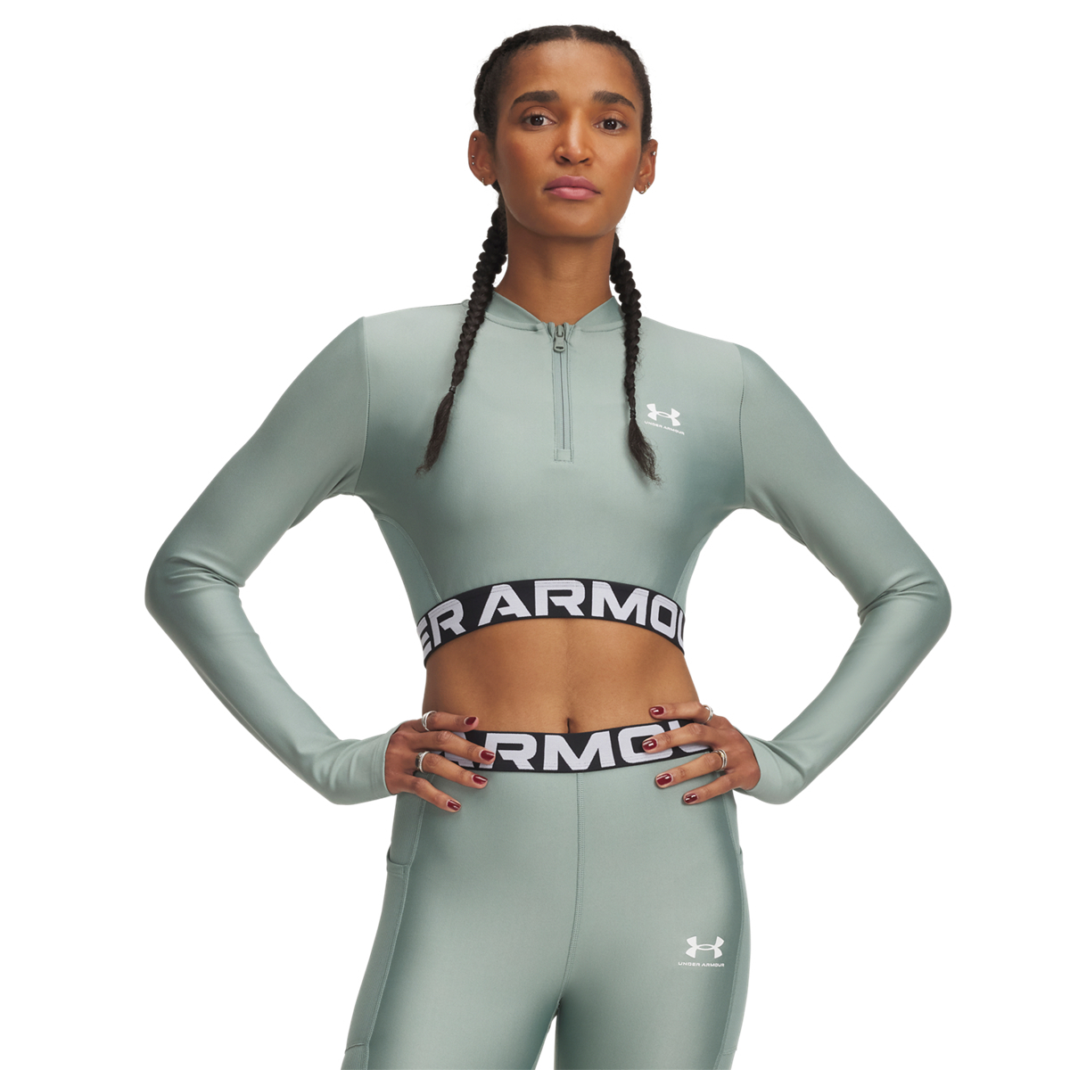 under_armour_gynaikeia_athlitiki_mplouza_makrymaniki_fast_drying_prasini_1388692_348. Under Armour Heat Gear Rid 1/4 Zip LS Γυναικεία Μακρυμάνικη Μπλούζα 1388692-348 - Image 1
