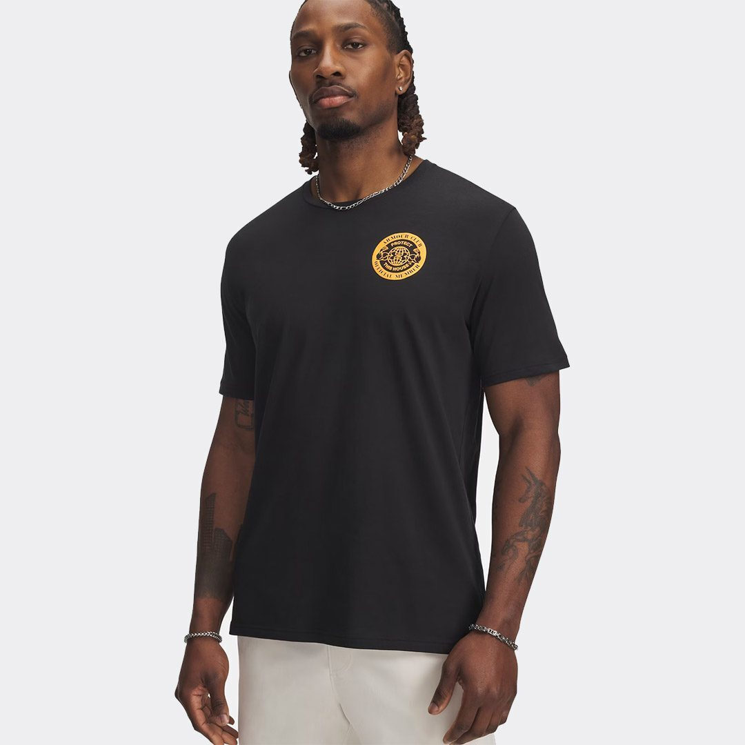 20250814090528_under_armour_mplouza_kontomaniki_black_squad_orange_6005612_001.1 Under Armour Club SS Tee Ανδρικό Κοντομάνικο 6005612-001 - Image 1