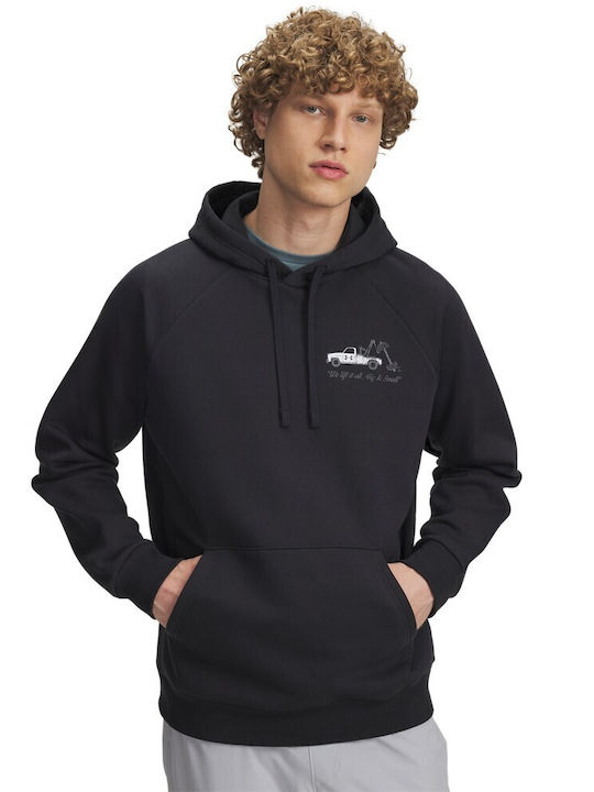 fixedratio_20250827165952_under_armour_rival_fouter_fleece_me_koukoula_mayro_6003955_001.1 Under Armour Rival Fleece HBR Logo Hoodie Ανδρικό Φούτερ Κουκούλα 6003955-001 - Image 1