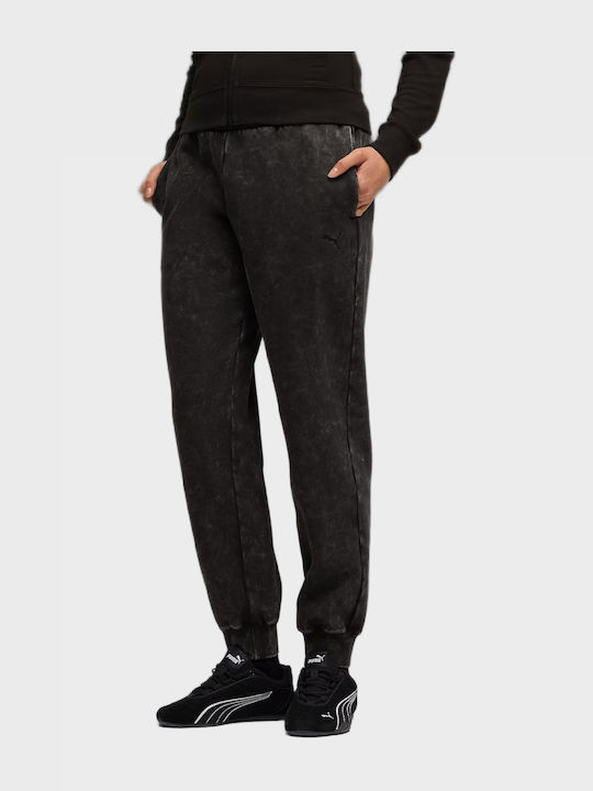 fixedratio_20250829155927_puma_panteloni_formas_me_lasticho_mayro_688104_01.2 Puma ESS Elevated Wash Swetpants Γυναικείο Παντελόνι Φόρμας 688104-01 - Image 1