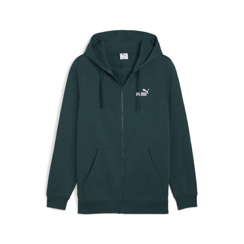 puma_logo_fouter_me_koukoula_green_682658_75. Puma ESS Full-Zip Hoodie Ανδρική Ζακέτα Κουκούλα 682658-75 - Image 1