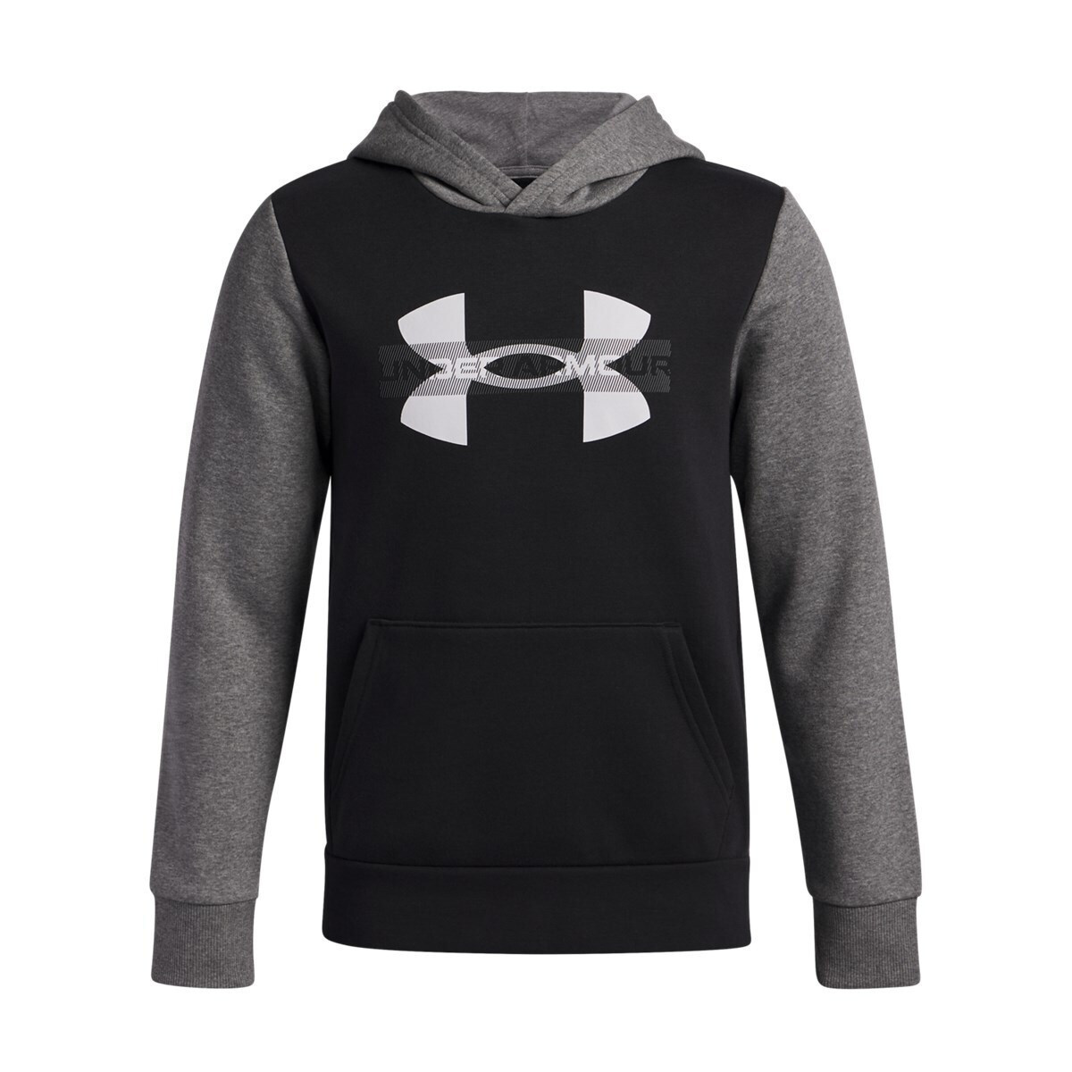 under_armour_fleece_paidiko_fouter_mayro_rival_6004994_001. Under Armour Rival Fleece Colorblock Grephic Hoodie Παιδικό Φούτερ Αγόρι 6004994-001 - Image 1