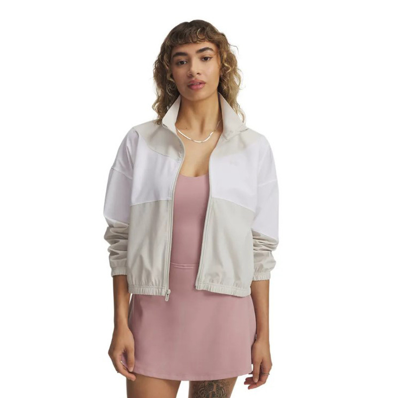 under_armour_gynaikeio_mpoufan_gia_cheimona_summit_white_white_1389631_110. Under Armour Rival Woven Jacket Γυναικείο Μπουφάν 1389631-110 - Image 1