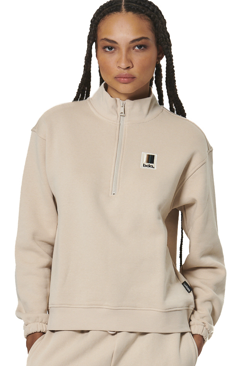 061528-01-MOONBEAM GREY Body Action Half-Zip Sweatshirt Γυναικεία Μπλούζα 061528-05 - Image 1
