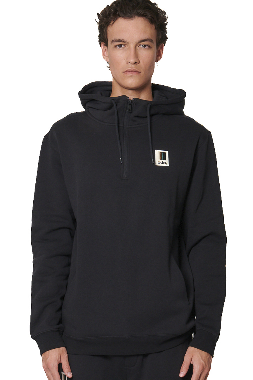 063512-01-BLACK Body Action Half-Zip Hoodie Sweatshirt Ανδρικό Φούτερ Κουκούλα 063512-01 - Image 1