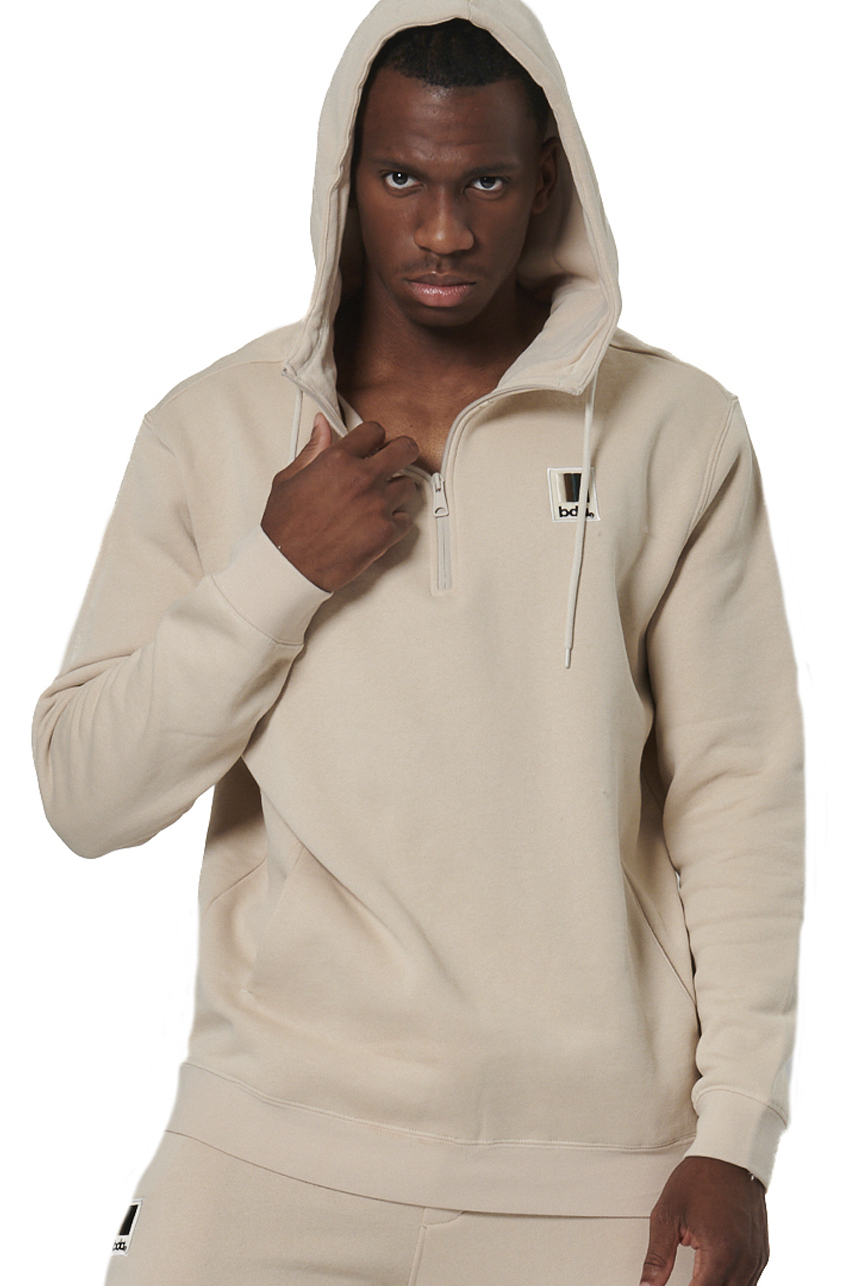 063512-01-MOONBEAM GREY Body Action Half-Zip Hoodie Sweatshirt Ανδρικό Φούτερ Κουκούλα 063512-05 - Image 1