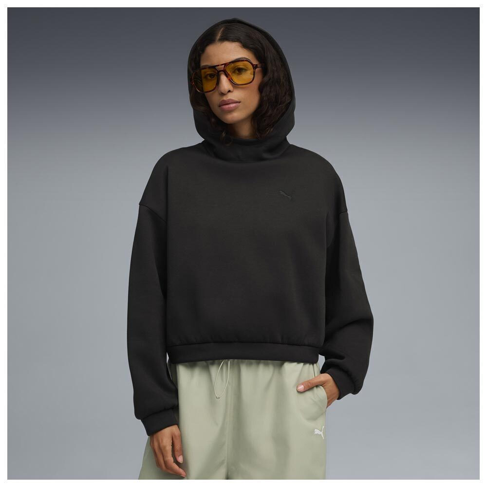 puma_ess_makry_gynaikeio_fouter_me_koukoula_mayro_632051_01. Puma ESS Wardrobe Oversized Hoodie DK Γυναικείο Φούτερ Κουκούλα 632051-01 - Image 1