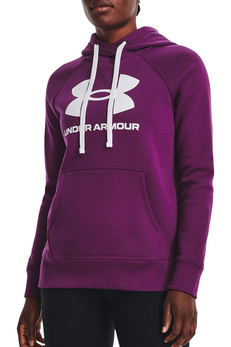 under_armour_rival_makry_gynaikeio_fouter_me_koukoula_mov_1356318_514. Under Armour Rival Fleece Logo Γυναικείο Φούτερ Κουκούλα 1356318-514 - Image 1
