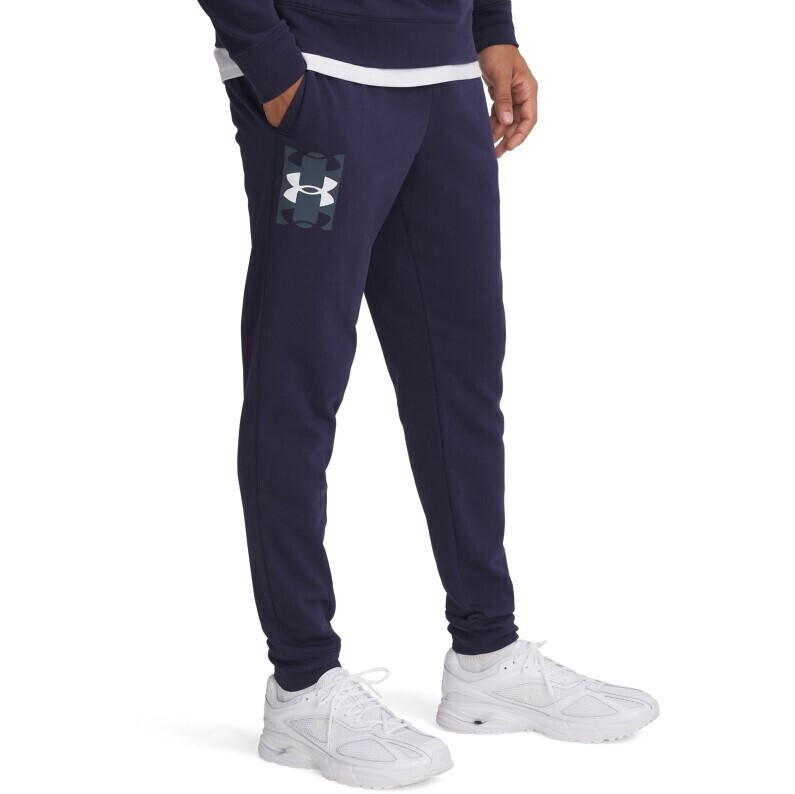 under_armour_rival_terry_panteloni_formas_me_lasticho_navy_mple_1390144_410. Under Armour Rival Terry Logo Jogger Ανδρικό Παντελόνι Φόρμας 1390144-410 - Image 1