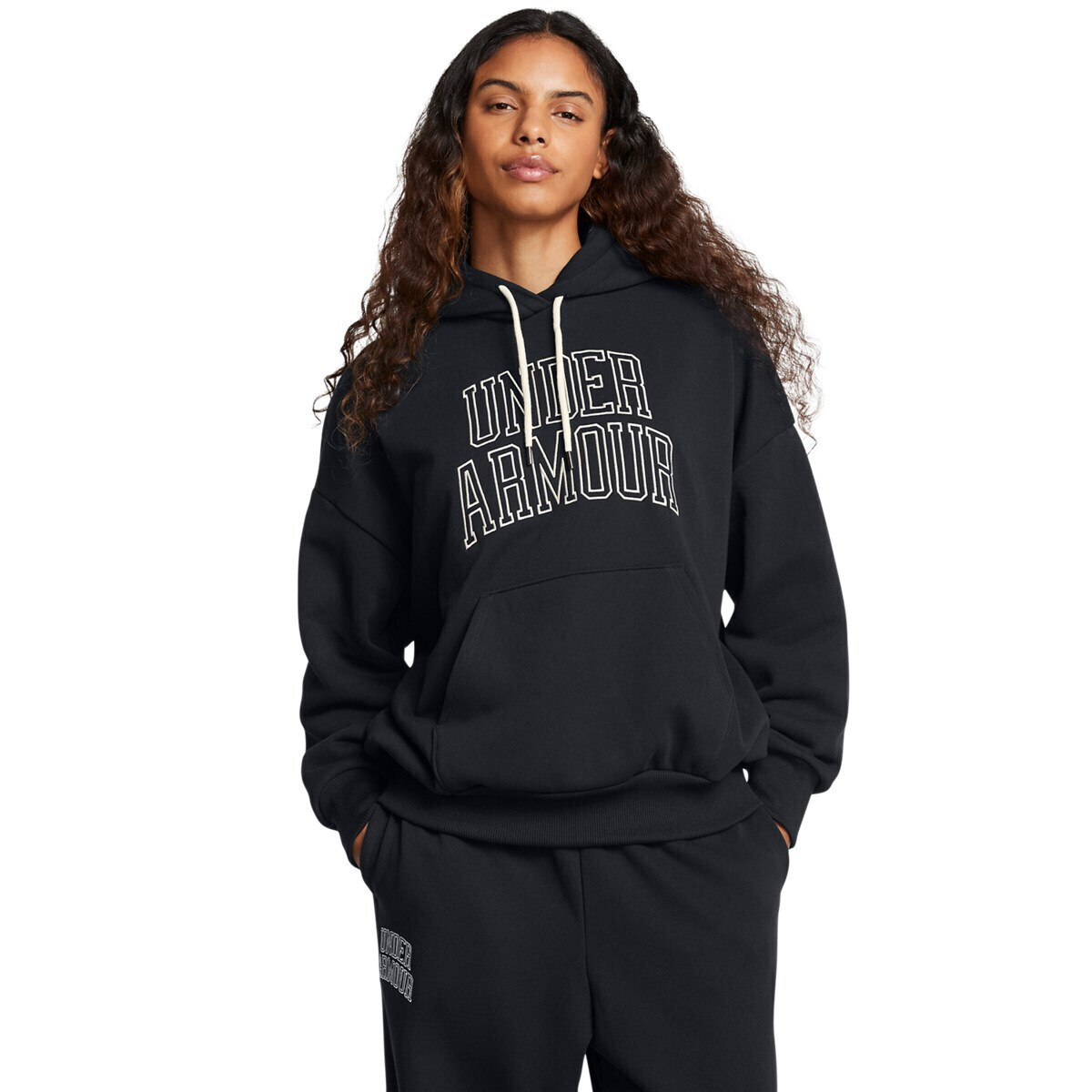 under_armour_makry_gynaikeio_fouter_me_koukoula_mayro_1386494_001. Under Armour Icon HWT Terry OS Hoodie Γυναικείο Φούτερ Κουκούλα 1386494-001 - Image 1