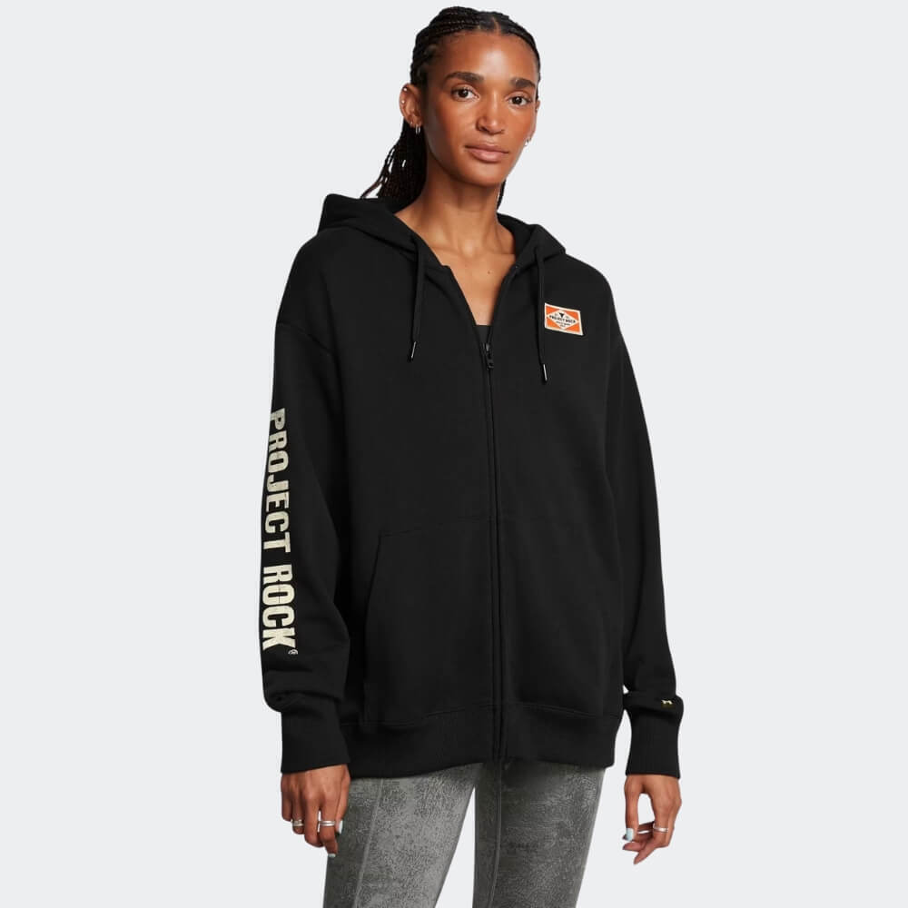 Under Armour Project Rock HWT Full-Zip Hoodie Hard At Work Γυναικεία Ζακέτα Κουκούλα 1386446-001 - Image 1