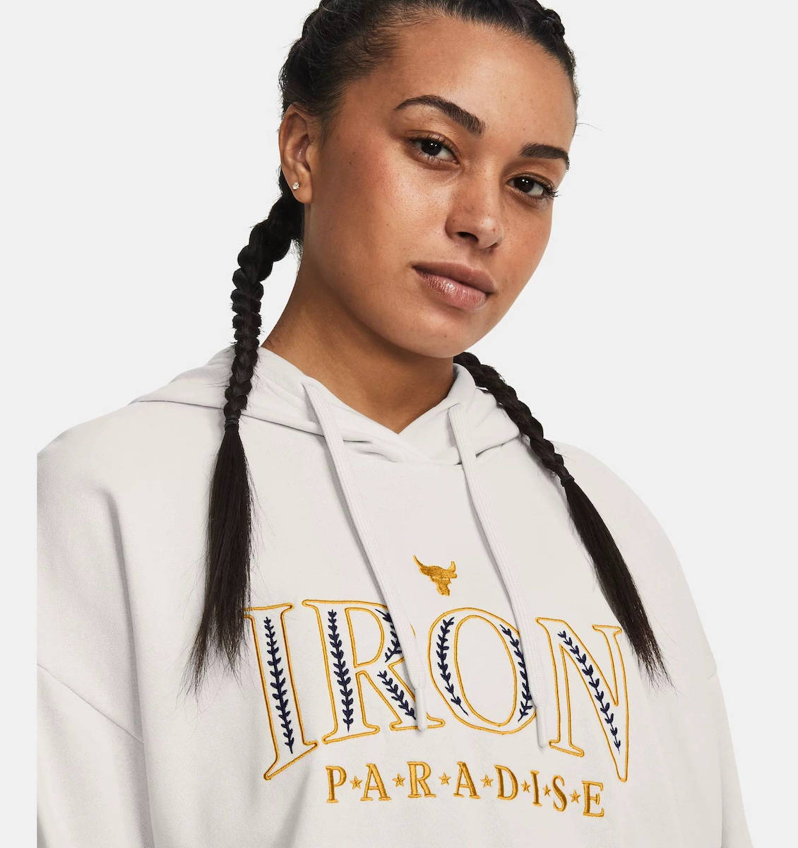 Under Armour Project Rock EveryDay Terry Hoodie Γυναικείο Φούτερ Κουκούλα 1380186-114 - Image 5