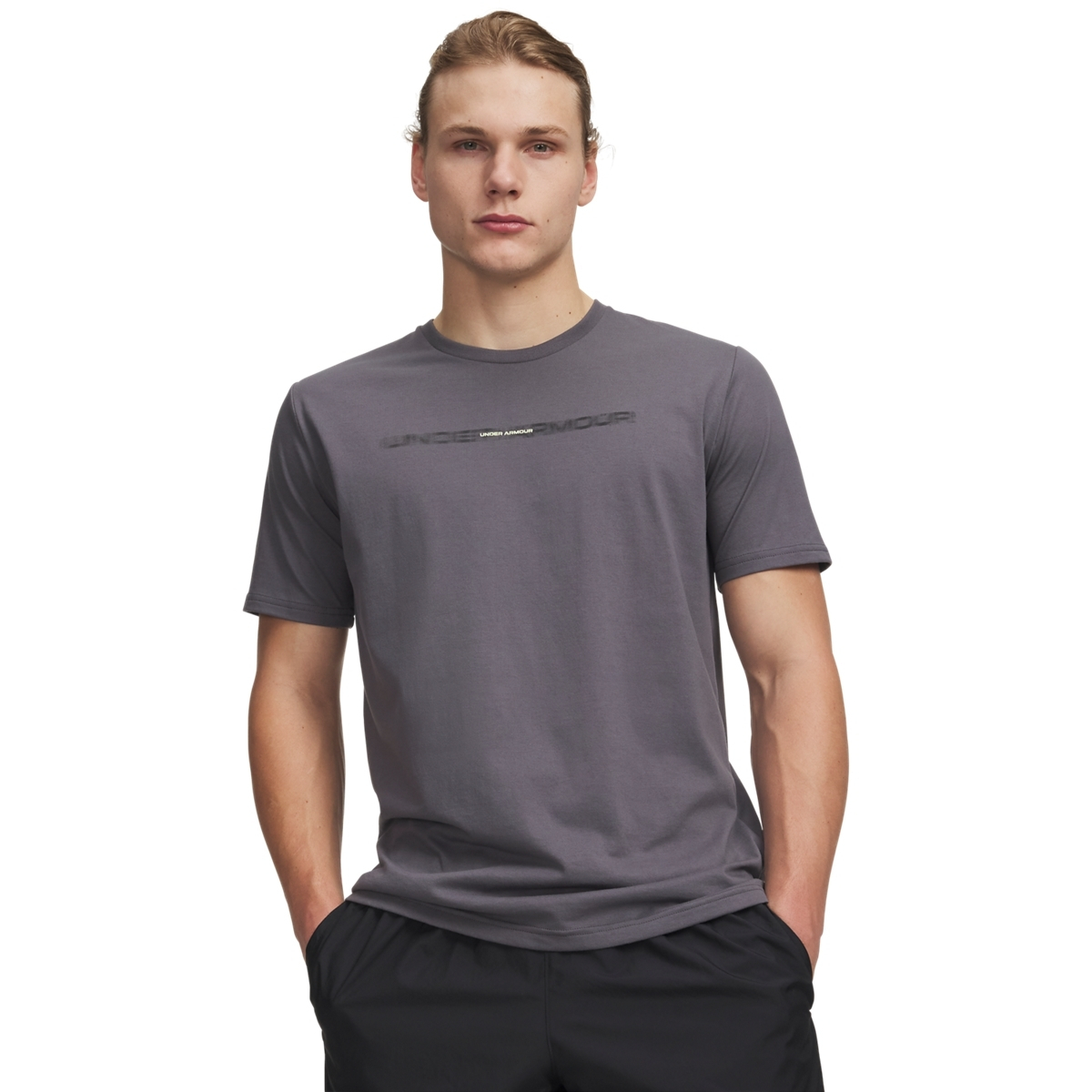 under_armour_ua_m_mplouza_kontomaniki_gri_6009248_025. Under Armour Blur Wordmarkt SS Tee Ανδρικό Κοντομάνικο 6009248-025 - Image 1