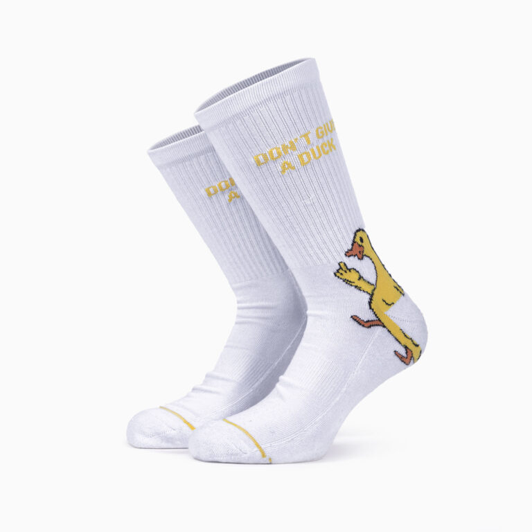 AS-260124.1 Bee Unusual Don't Give A Duck Premium White Socks Unisex Κάλτσα AS-260124 - Image 1